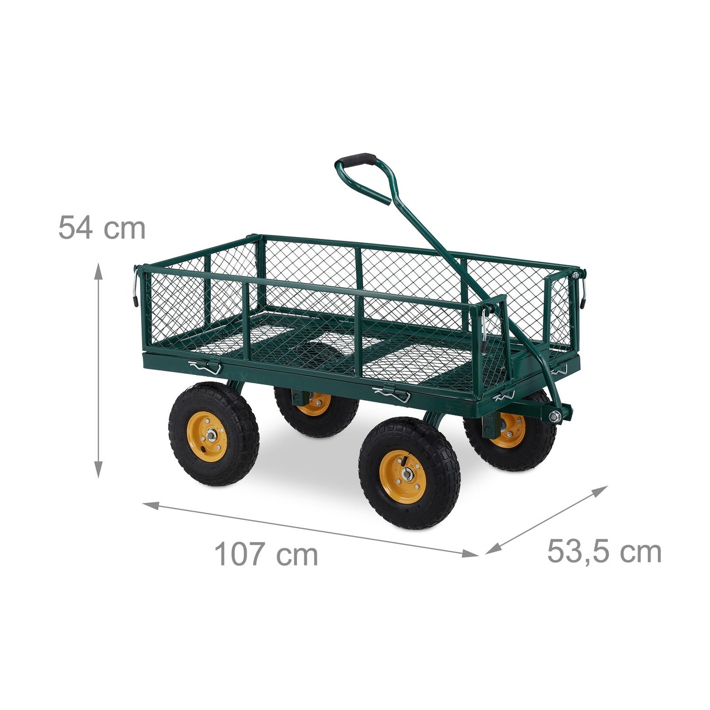 Green Heavy-Duty Cart with Yellow Rims