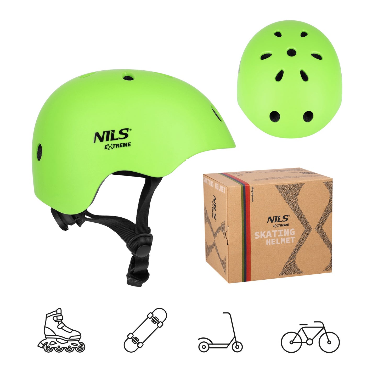 Green Helmet for Skating, S (52-56cm), Lightweight