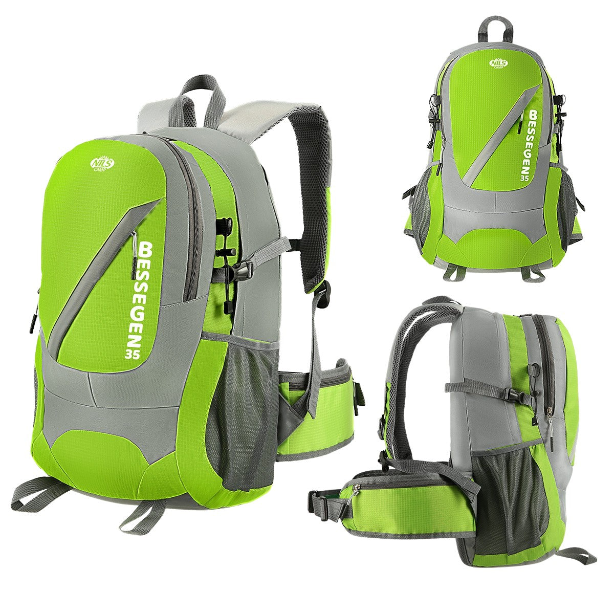 Green Hiking Backpack, 35L Capacity, Lightweight