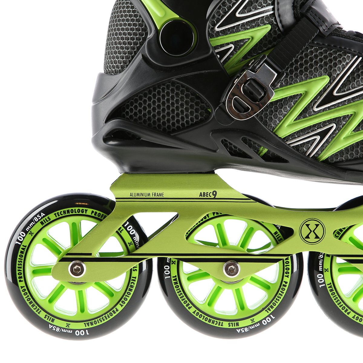 Green In-Line Skates, Size 39, Adjustable Fit