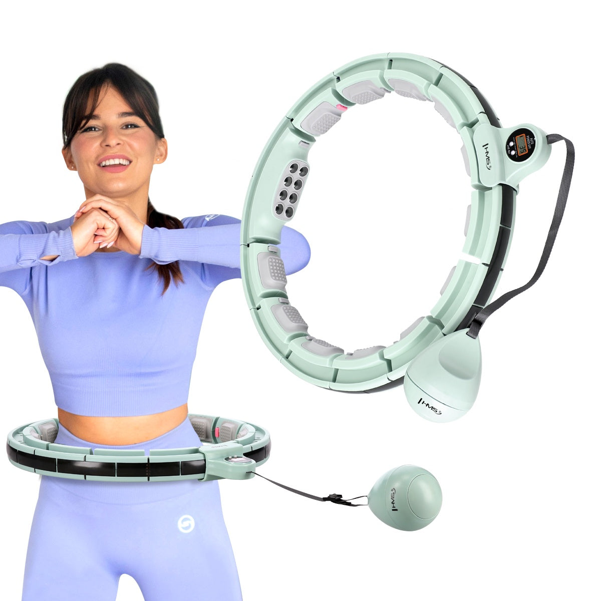 Green Magnetic Weighted Hula Hoop with Counter