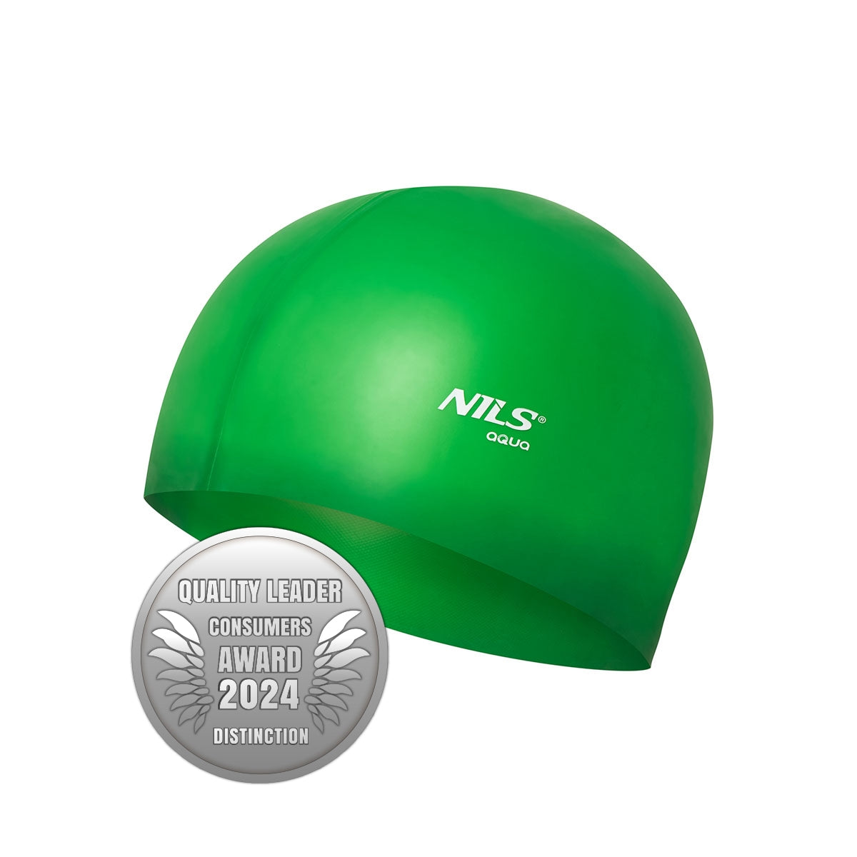 Green Silicone Swimming Cap – Solid Color, Adult Size