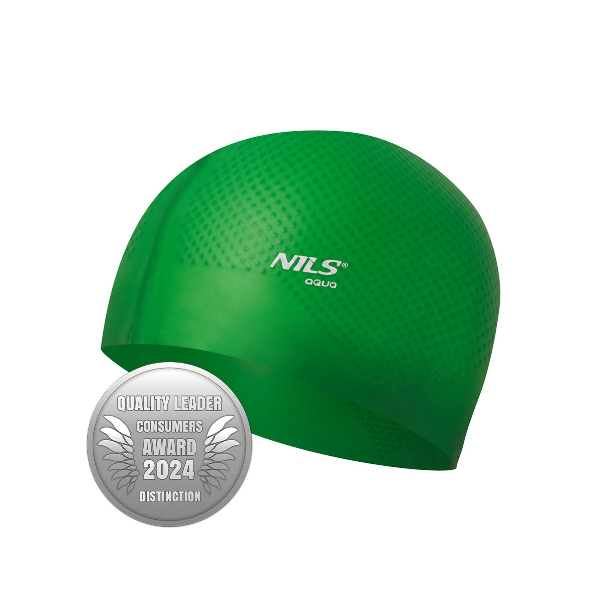 Green Silicone Swimming Cap – Solid Color, Dotted Design