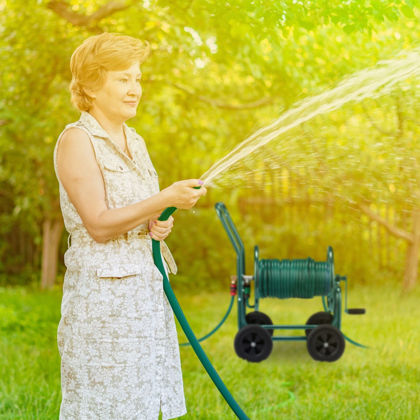 Green Steel Hose Trolley