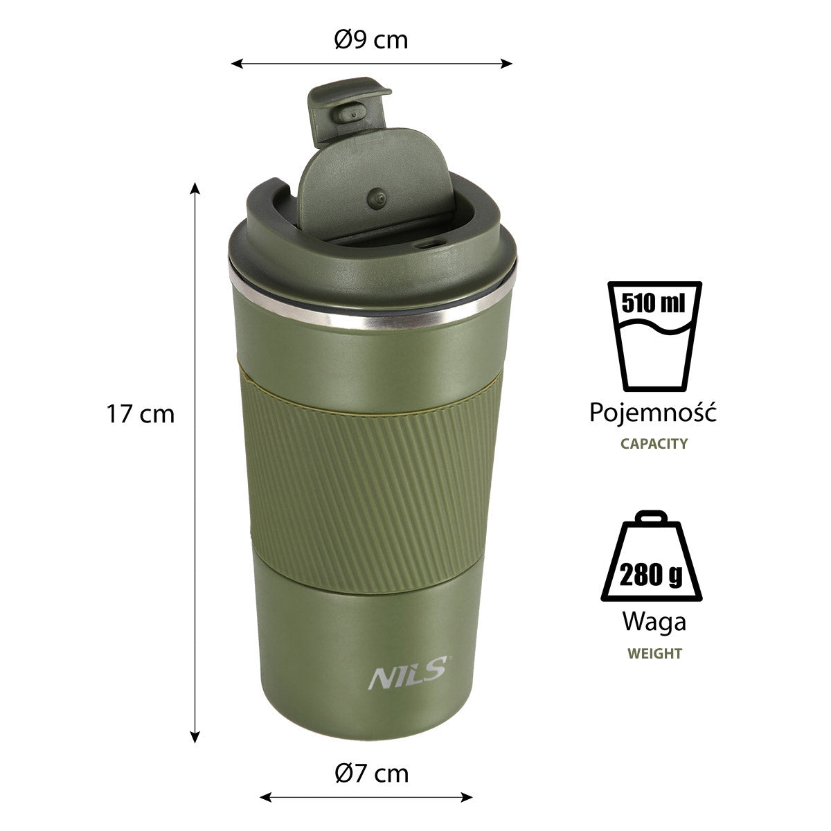 Green Thermal Cup, Insulated, 350ml