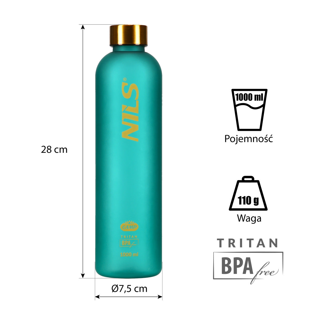 Green Tritan Water Bottle, Leak-Proof, 600ml