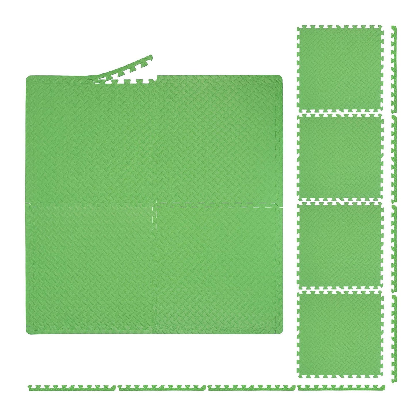 Green floor protection mat in set of 8