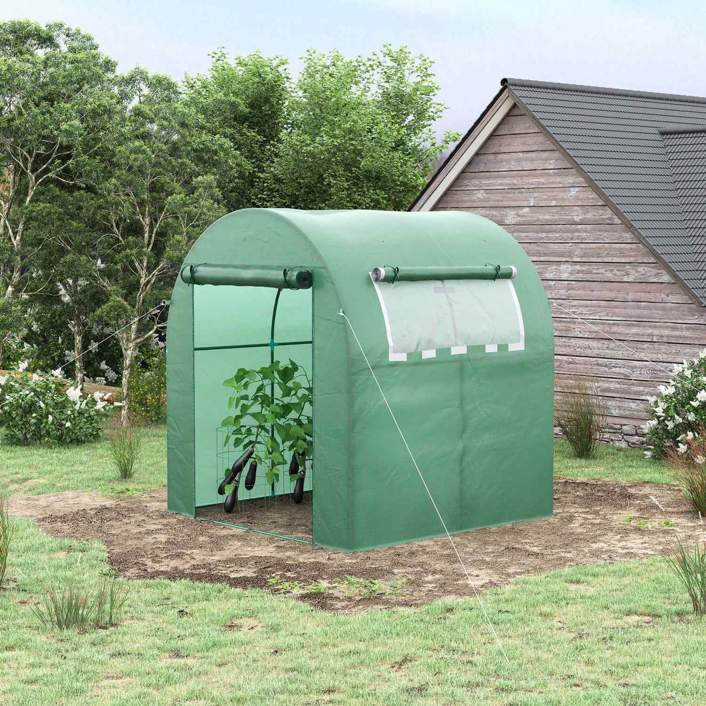 Greenhouse with UV protection, roller door, PE film, 180x180x200 cm