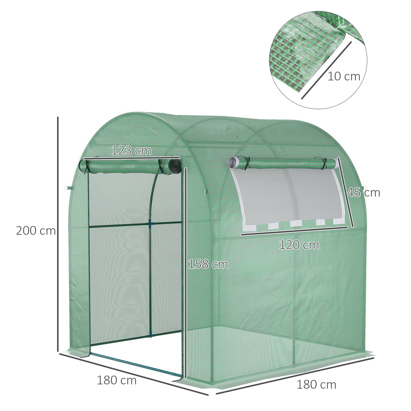 Greenhouse with UV protection, roller door, PE film, 180x180x200 cm