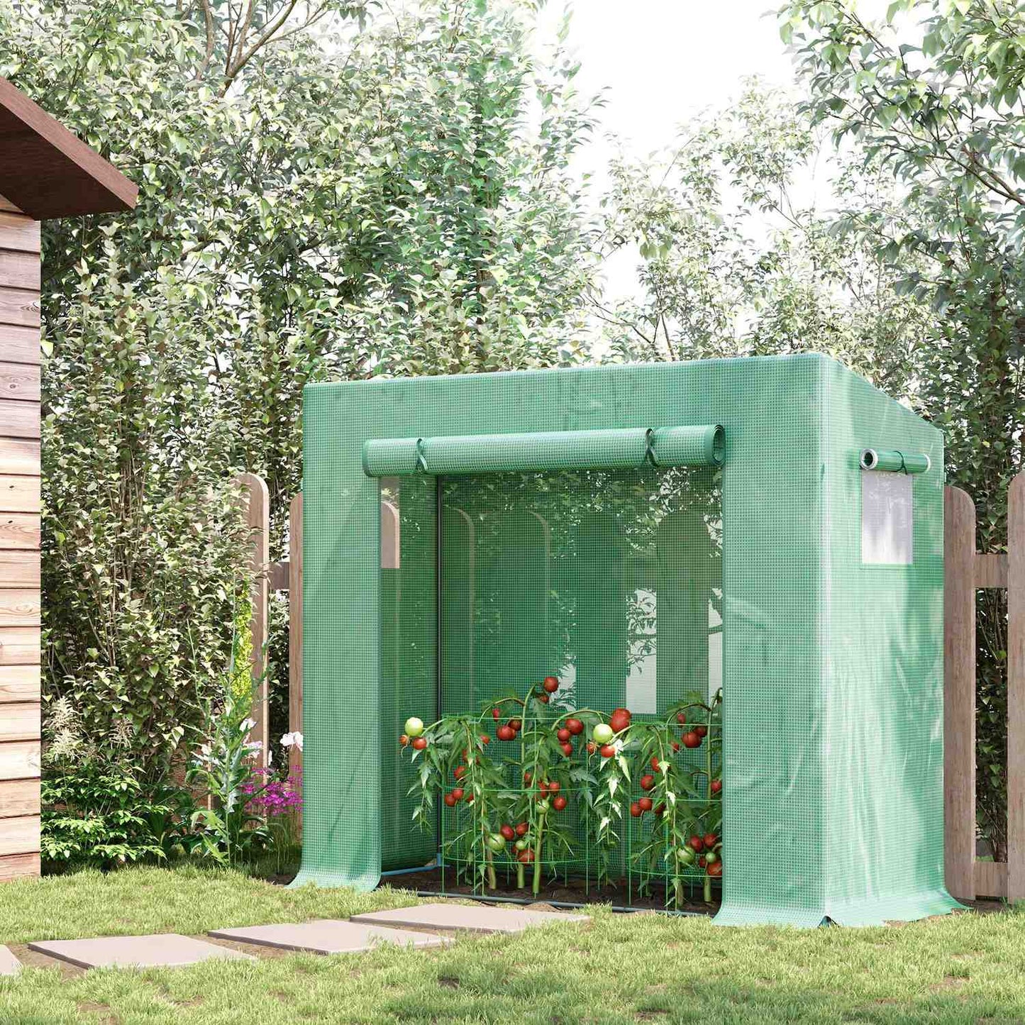 Greenhouse with roller door, 200x76x168 cm, winter-proof PE film