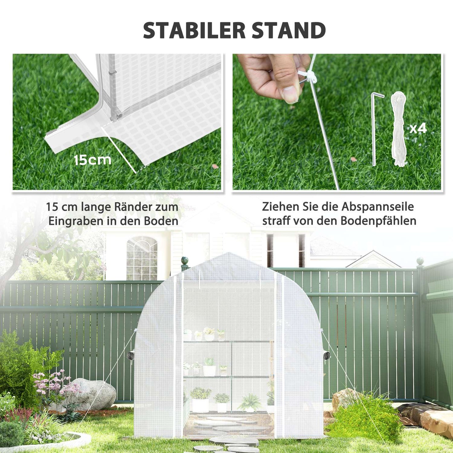 Large film greenhouse, 3x2x2m, UV resistant, roll-up sides