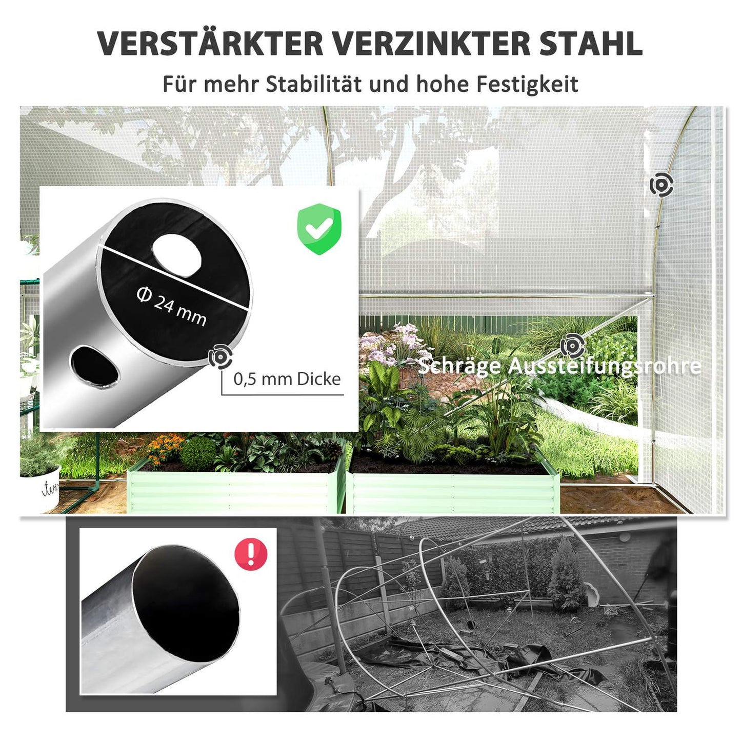 Large film greenhouse, 3x2x2m, UV resistant, roll-up sides