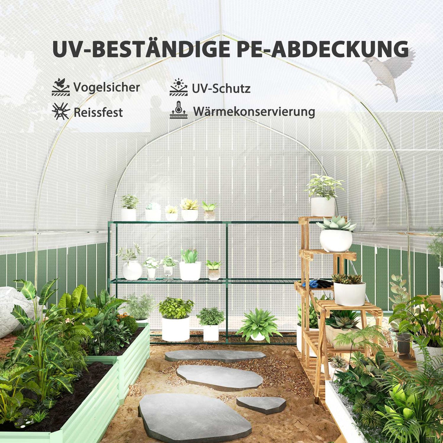 Large film greenhouse, 3x2x2m, UV resistant, roll-up sides