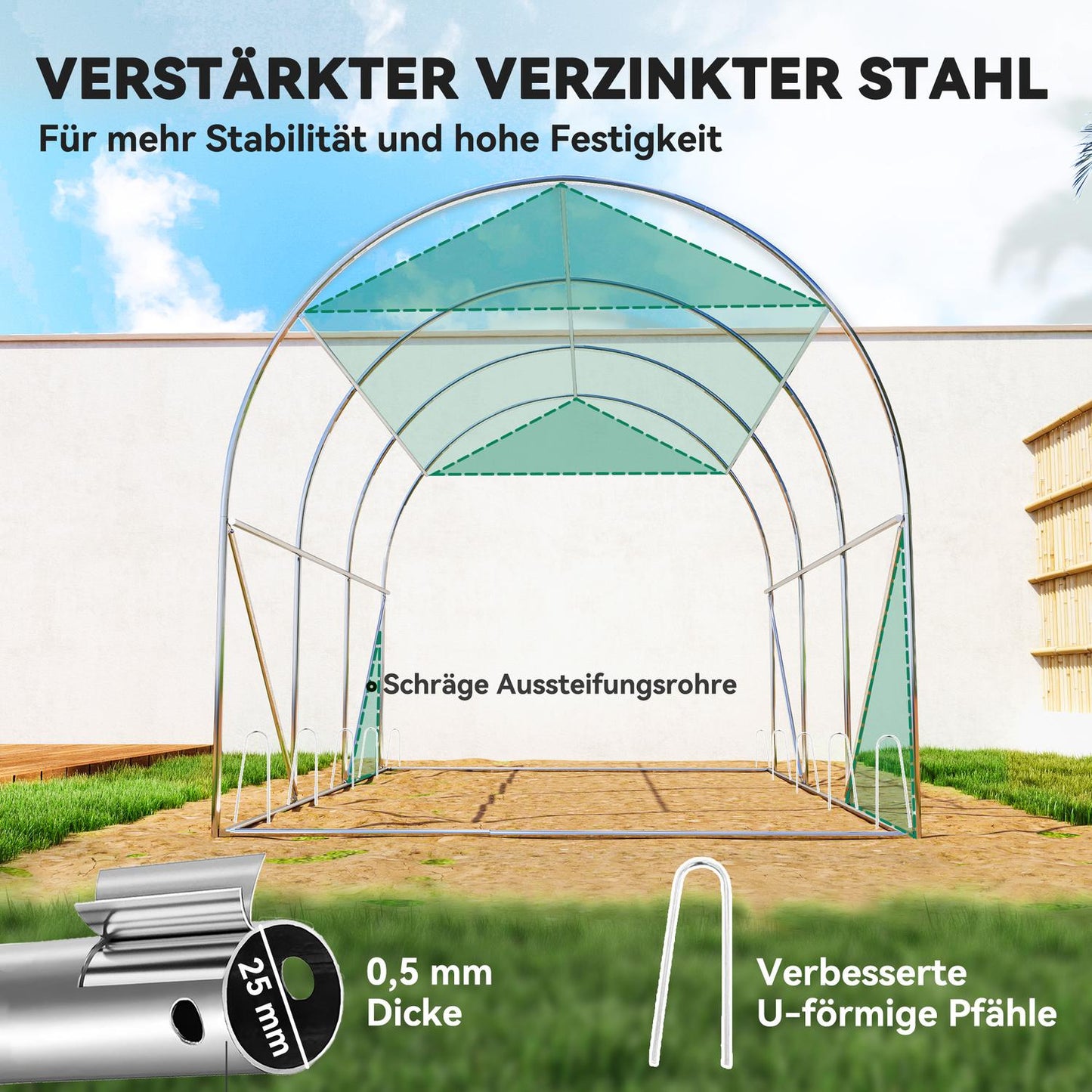 Greenhouse 3x2x2m with Roll-Up Sides & UV protection