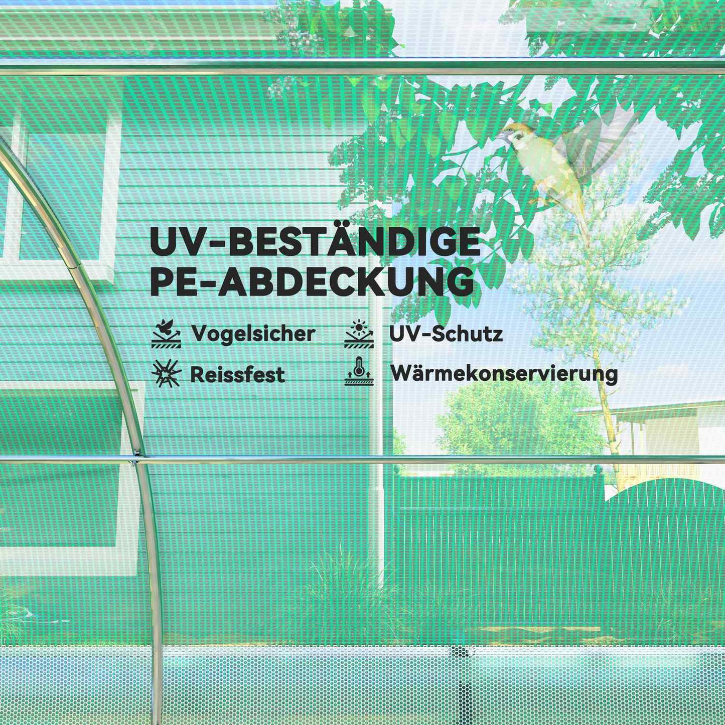 Greenhouse 3x2x2m with Roll-Up Sides & UV protection