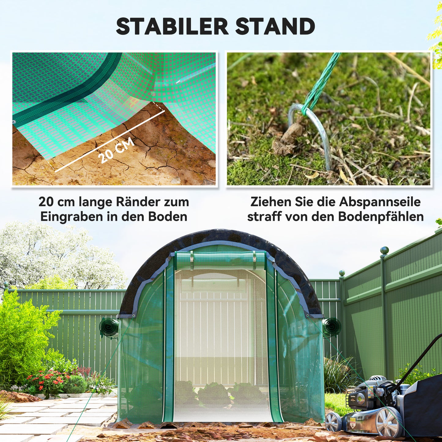 Greenhouse 3x2x2m with Roll-Up Sides & UV protection