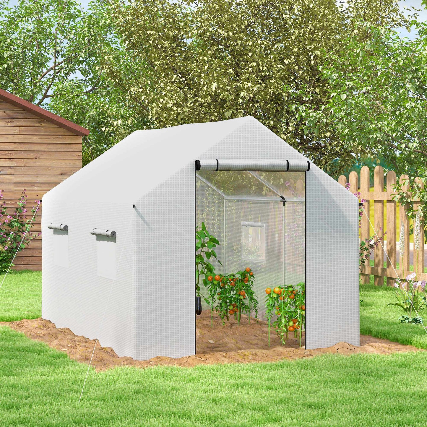 Greenhouse 3x2x2m with UV-Resistant Cover, Mesh Windows