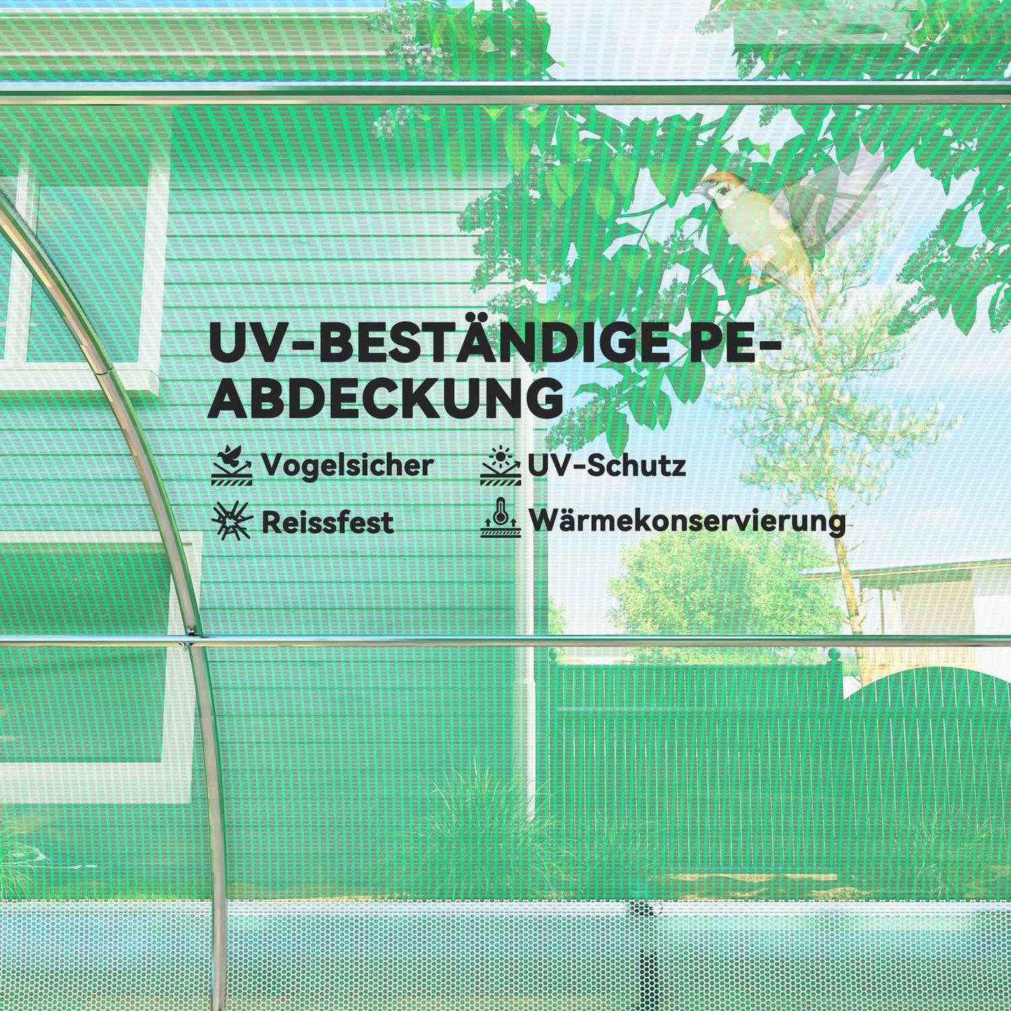 Greenhouse 4x3x2m, UV resistant, 8 windows, winterproof