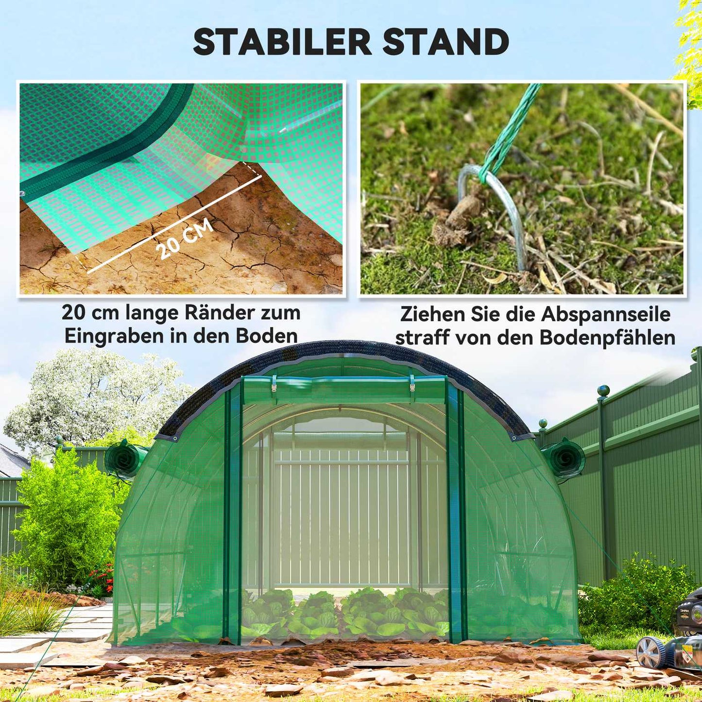 Greenhouse 4x3x2m, UV resistant, 8 windows, winterproof