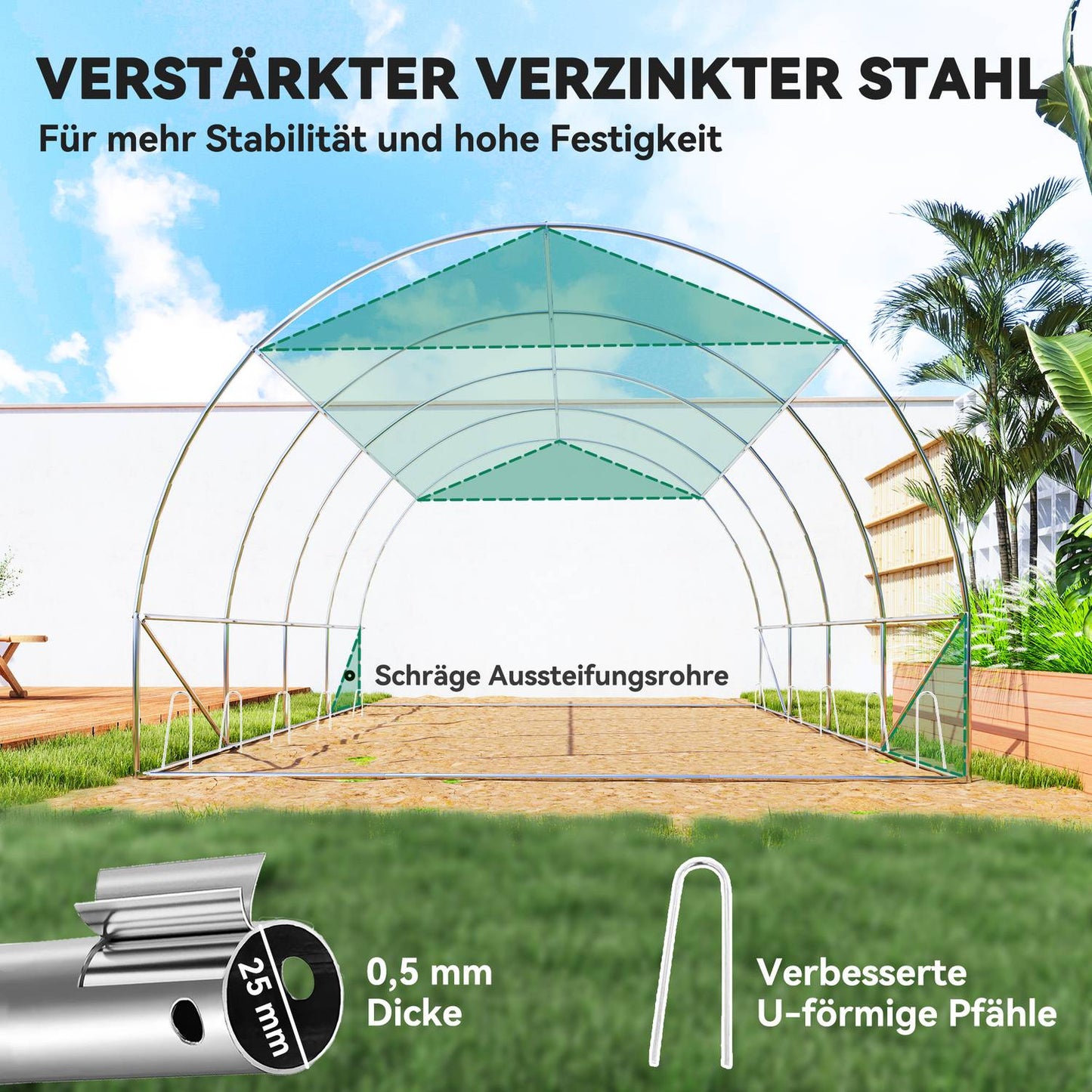 Greenhouse 4x3x2m, UV resistant, 8 windows, winterproof