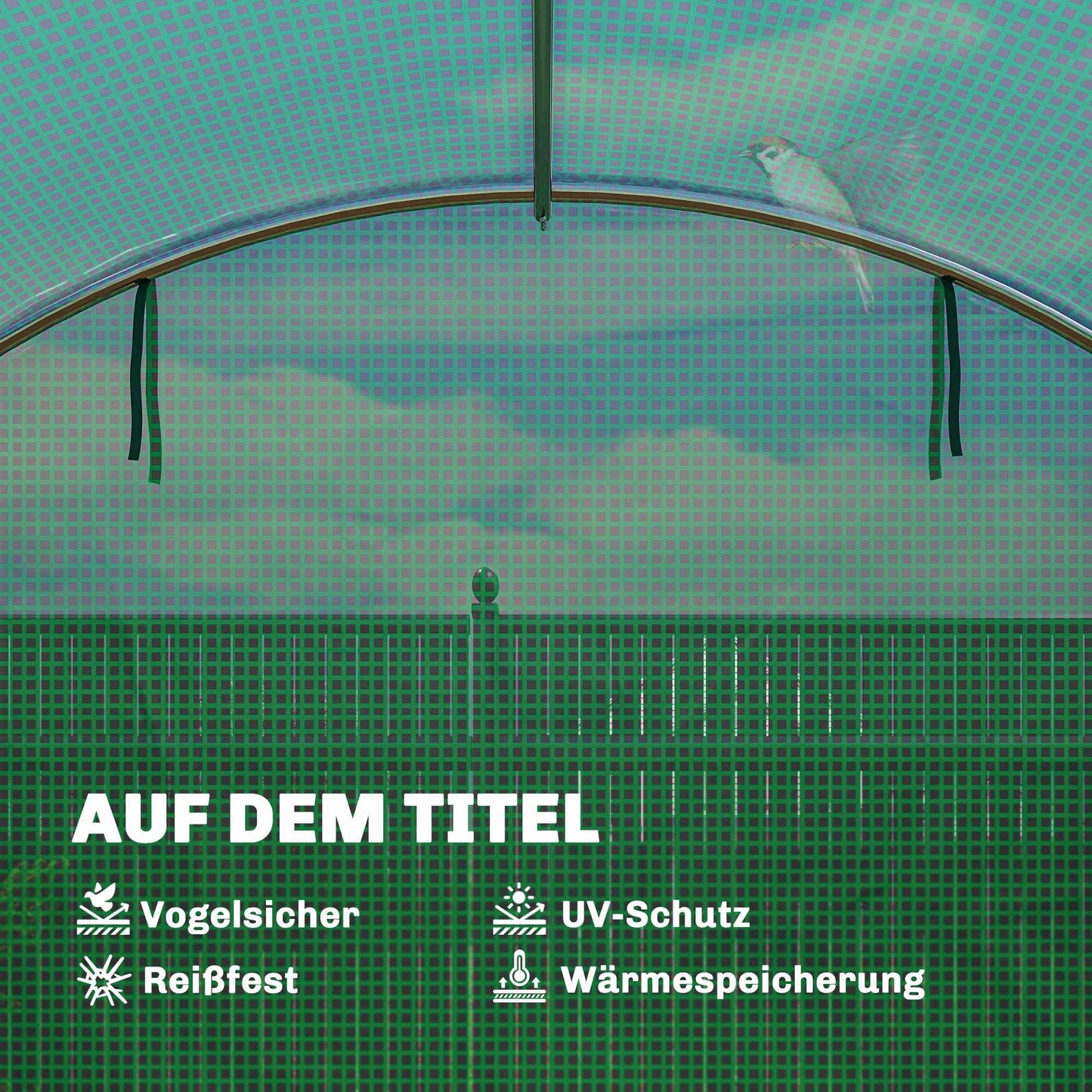 Greenhouse 4x3x2m with PE Cover, Roll-Up Doors & Mesh Windows