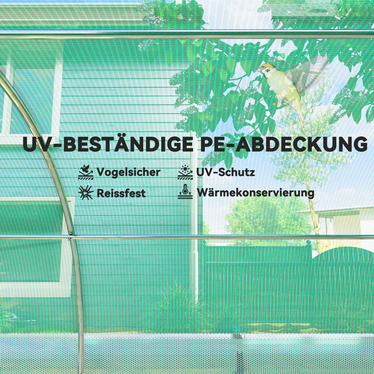 Greenhouse 6x3x2m with UV-resistant film, 12 windows