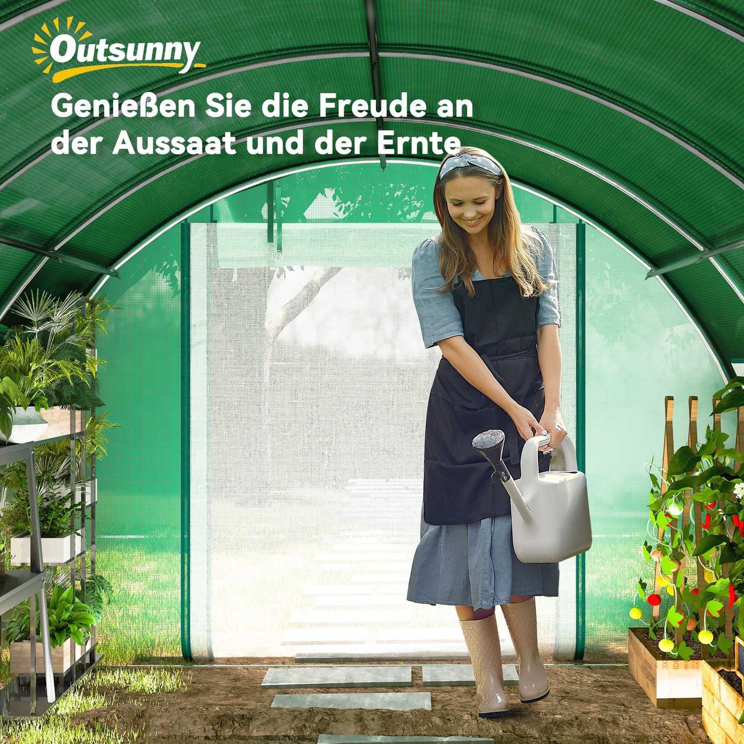 Greenhouse 6x3x2m with UV-resistant film, 12 windows