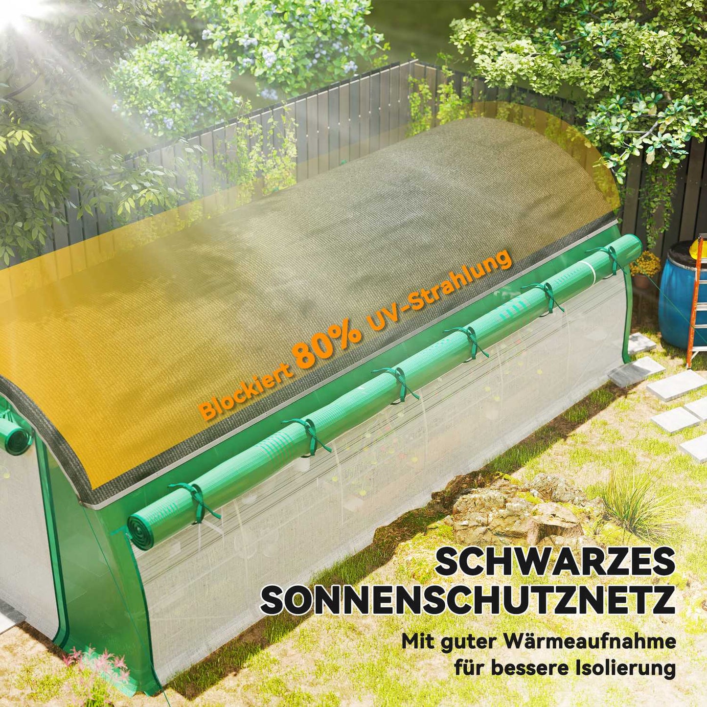 Greenhouse 6x3x2m with UV-resistant film, 12 windows