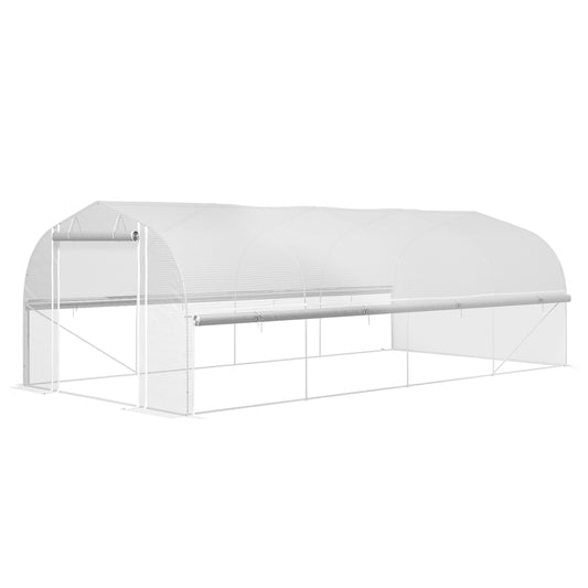 UV-resistant 6x3x2m Greenhouse, Roll-Up Sides, Steel Frame