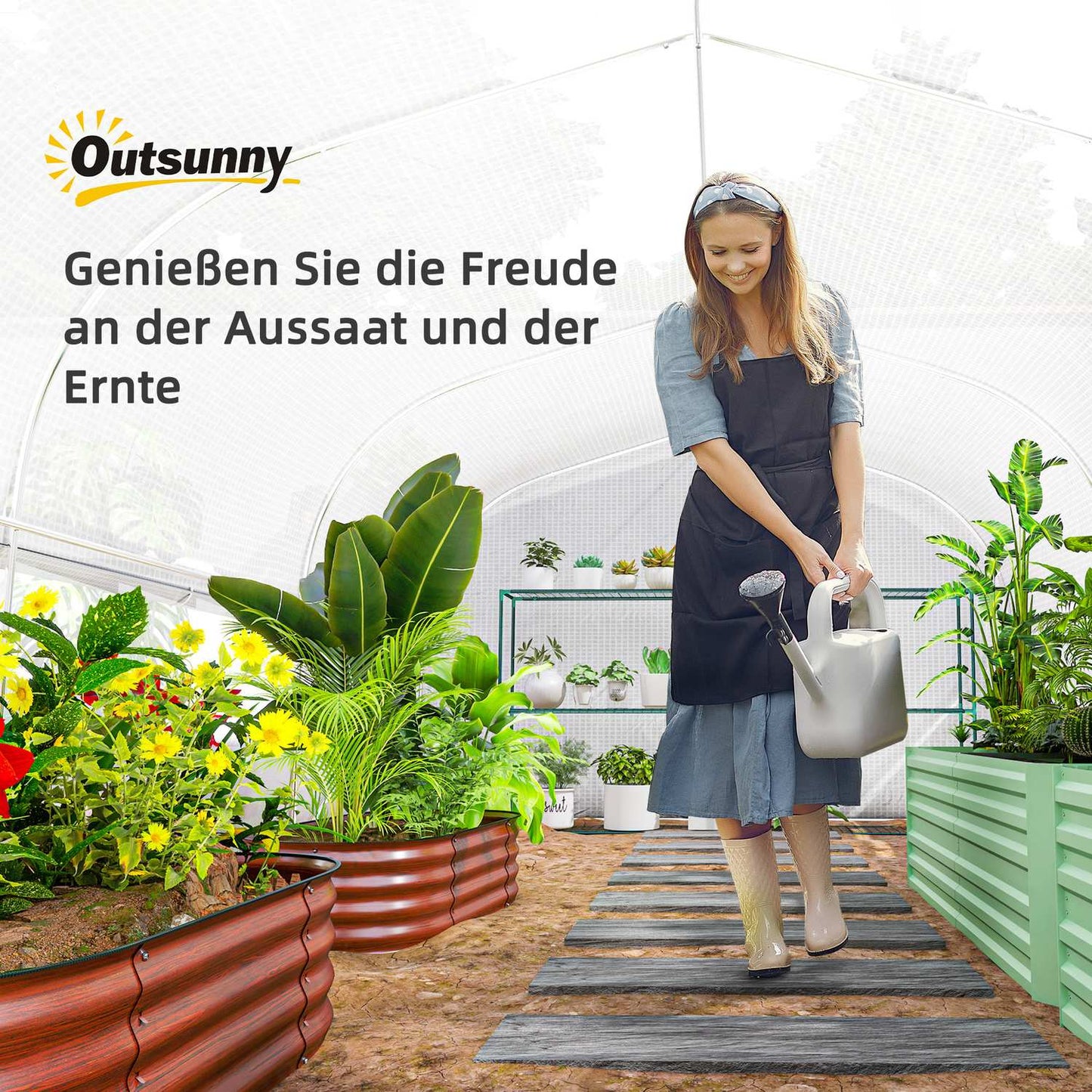 UV-resistant 6x3x2m Greenhouse, Roll-Up Sides, Steel Frame