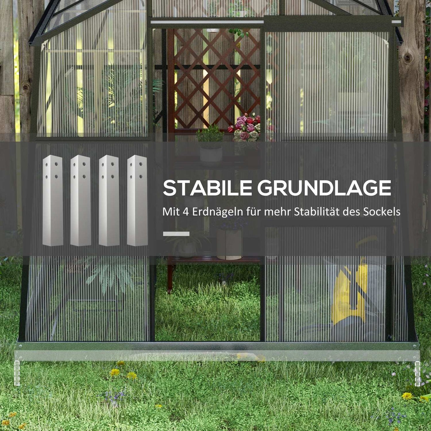 Aluminum greenhouse with sliding door, 3.68 m², black