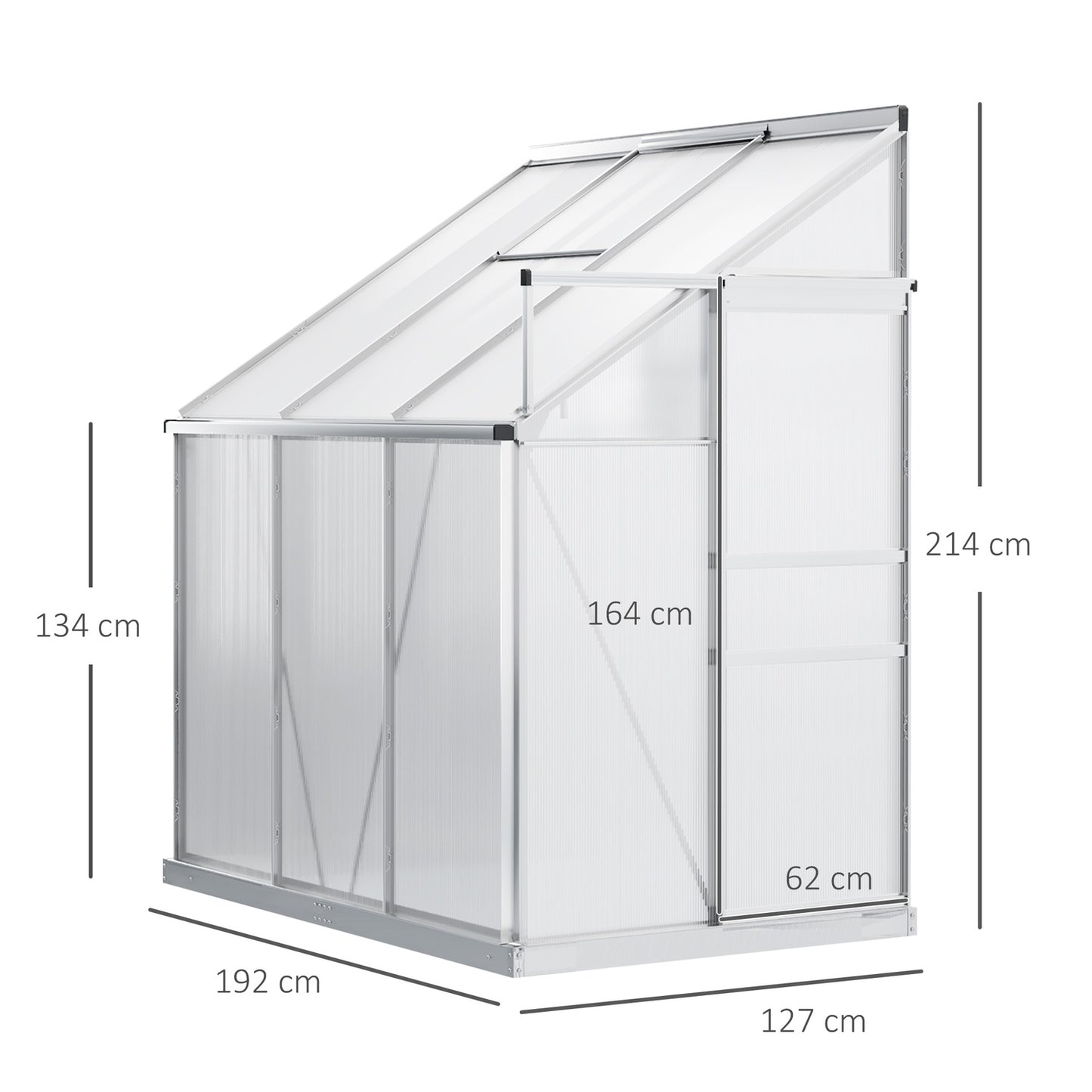 Aluminum greenhouse, 192x127x214 cm, with window door