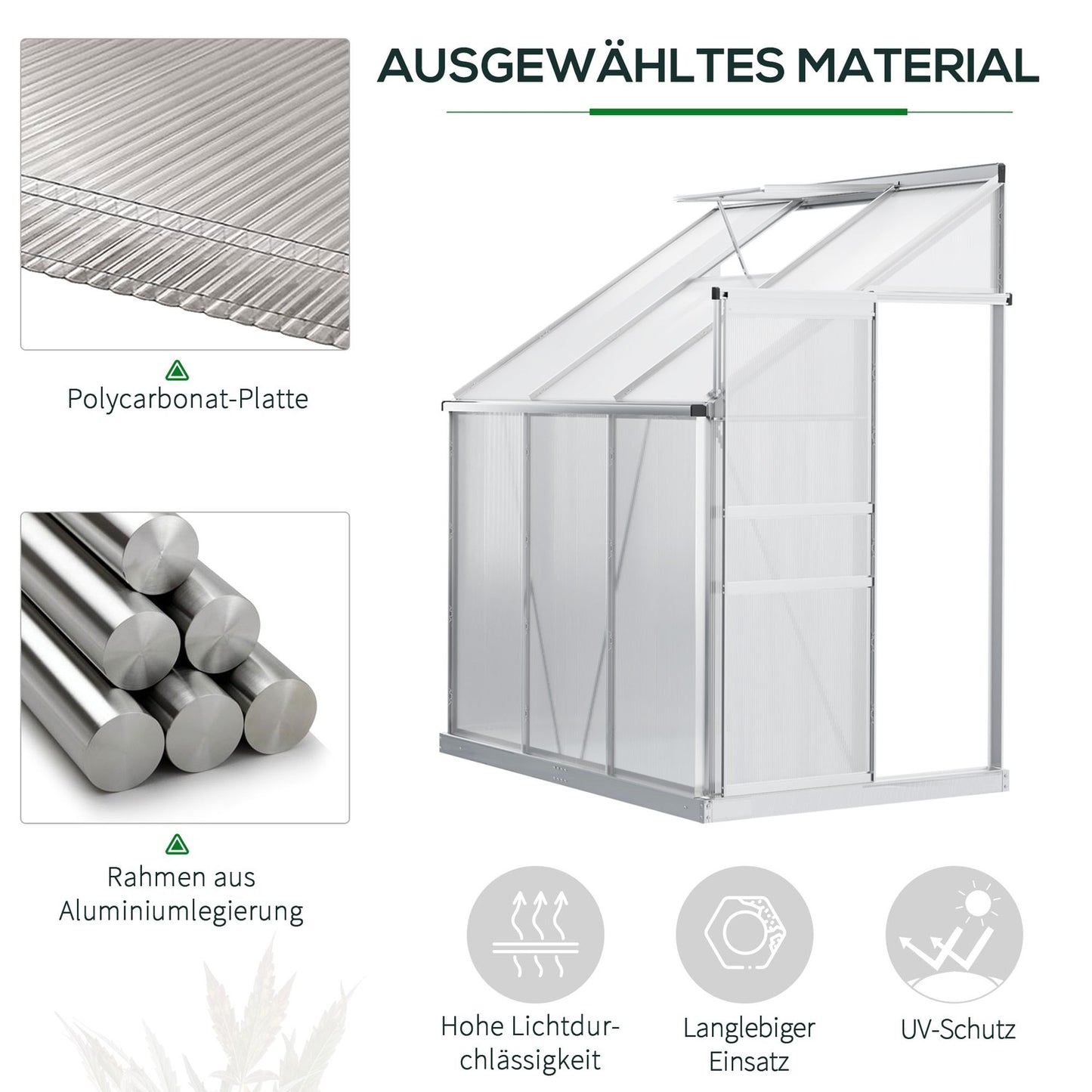 Aluminum greenhouse, 192x127x214 cm, with window door