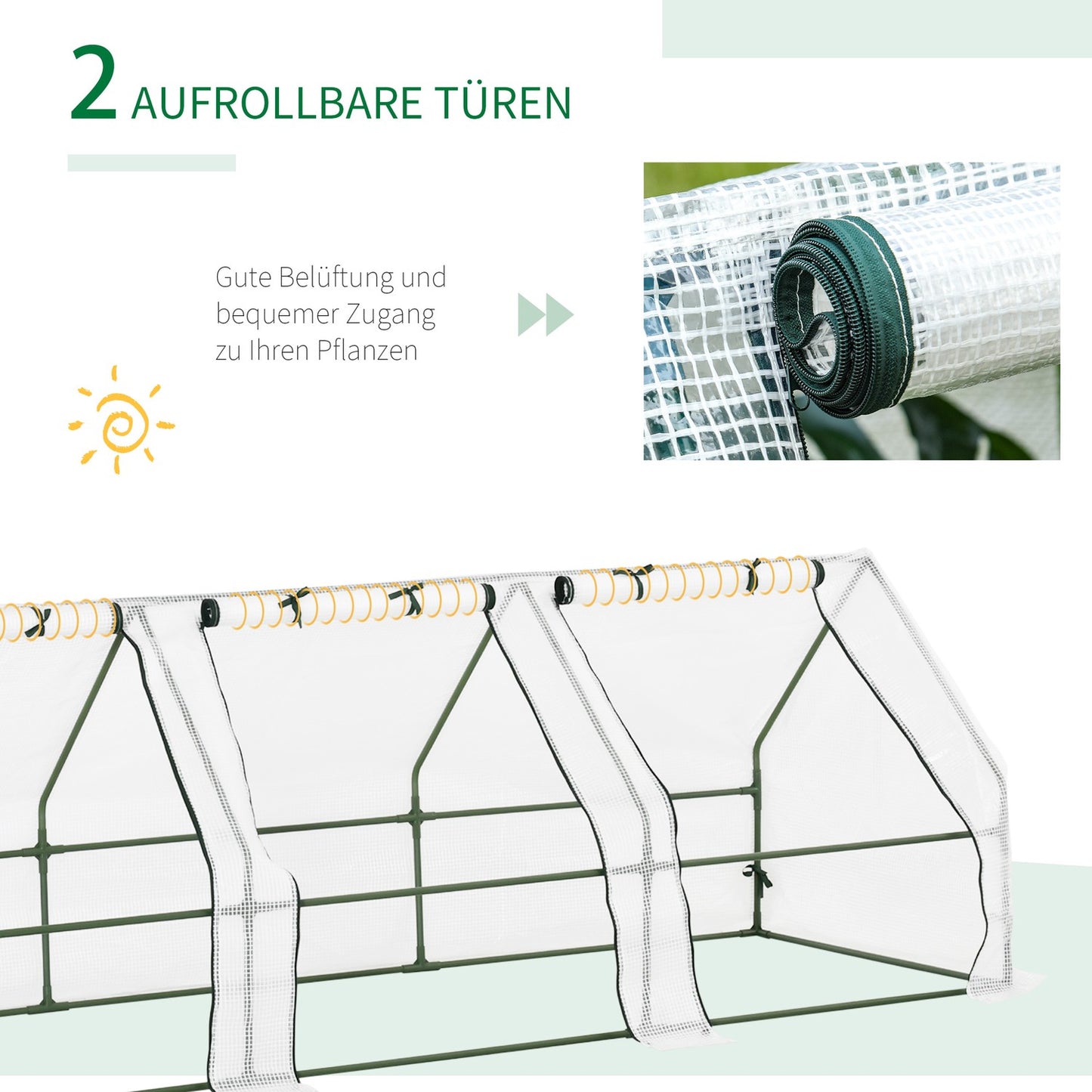 Greenhouse cold frame for tomatoes, 270x90x90 cm, White