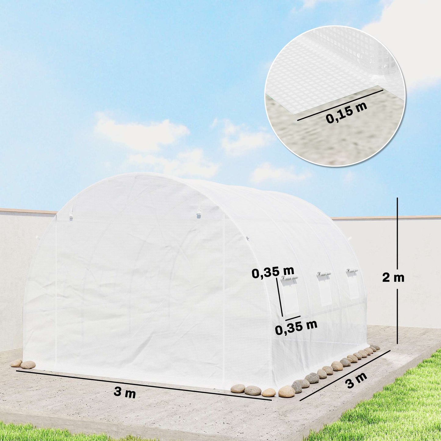 Greenhouse PE Cover, 300x300x200 cm, Waterproof