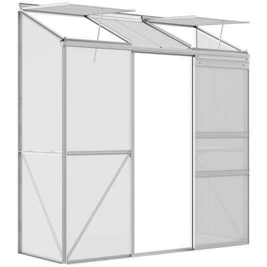 Polycarbonate greenhouse with sliding door for garden use