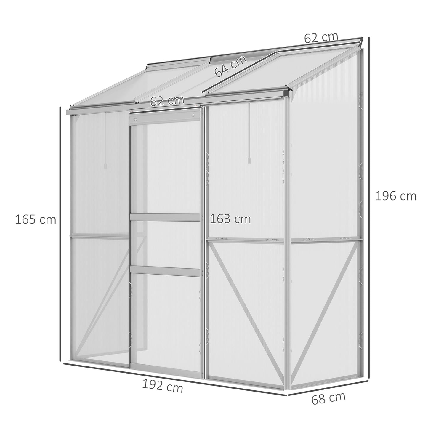 Polycarbonate greenhouse with sliding door for garden use