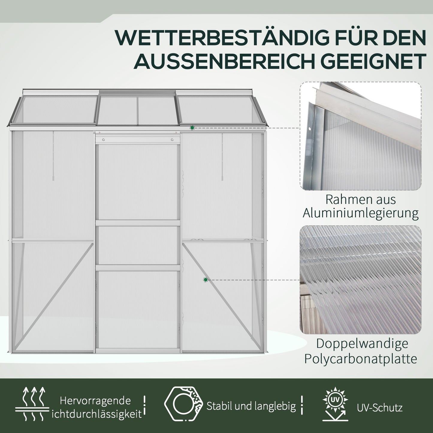 Polycarbonate greenhouse with sliding door for garden use