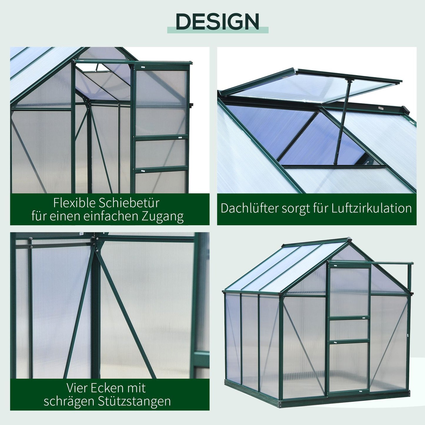 Walk-in greenhouse, aluminum frame, weatherproof