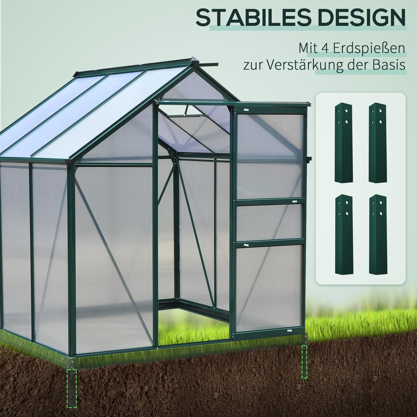 Walk-in greenhouse, aluminum frame, weatherproof