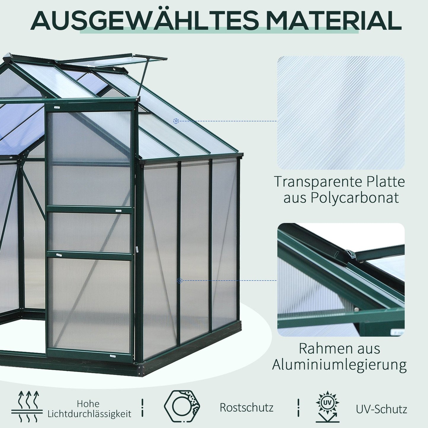 Walk-in greenhouse, aluminum frame, weatherproof