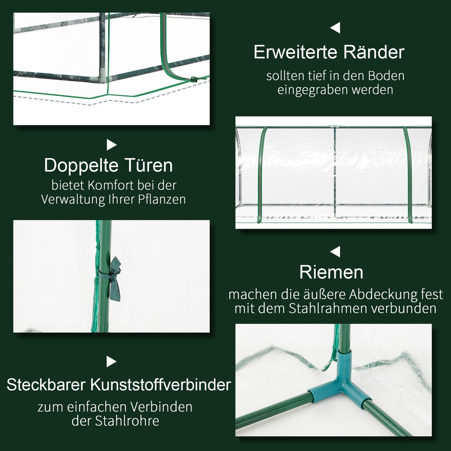 Cold frame Greenhouse with Door, Steel PVC, 200x100x80 cm