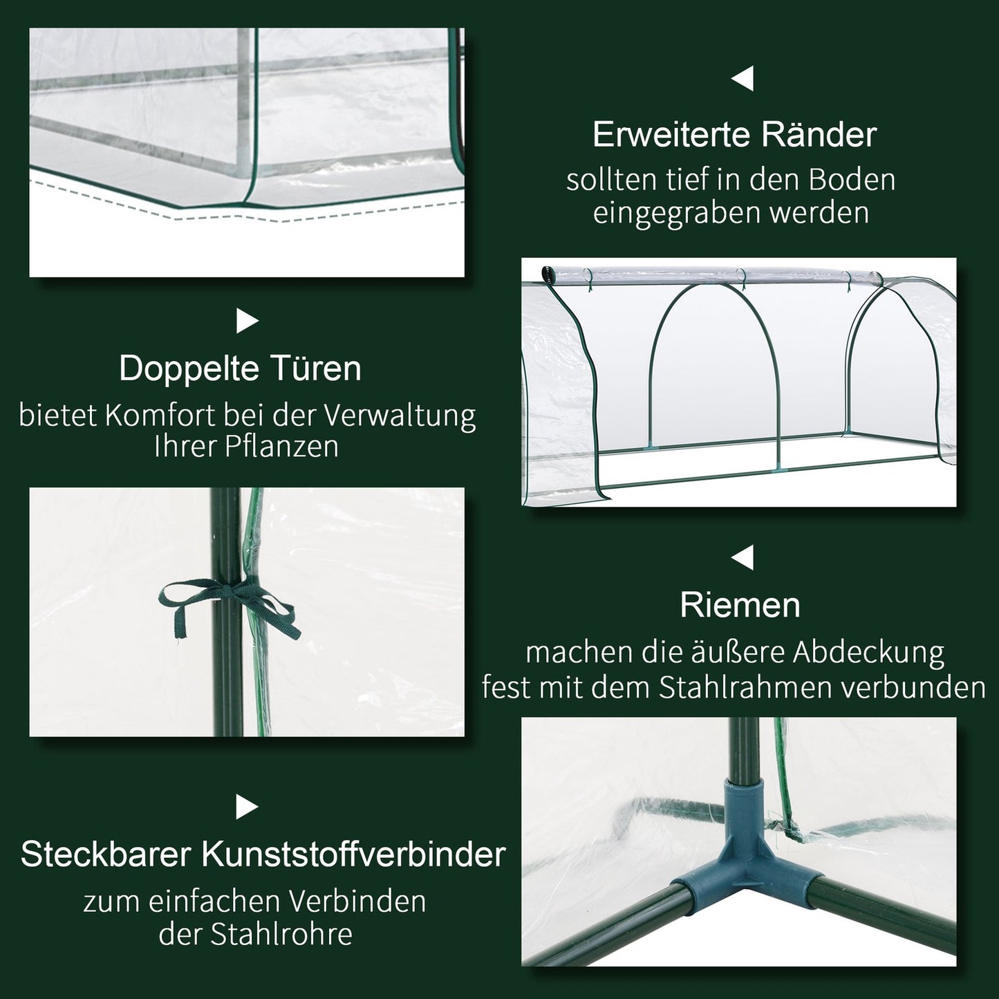 Greenhouse in steel PVC with door - 250x100x80cm cold frame