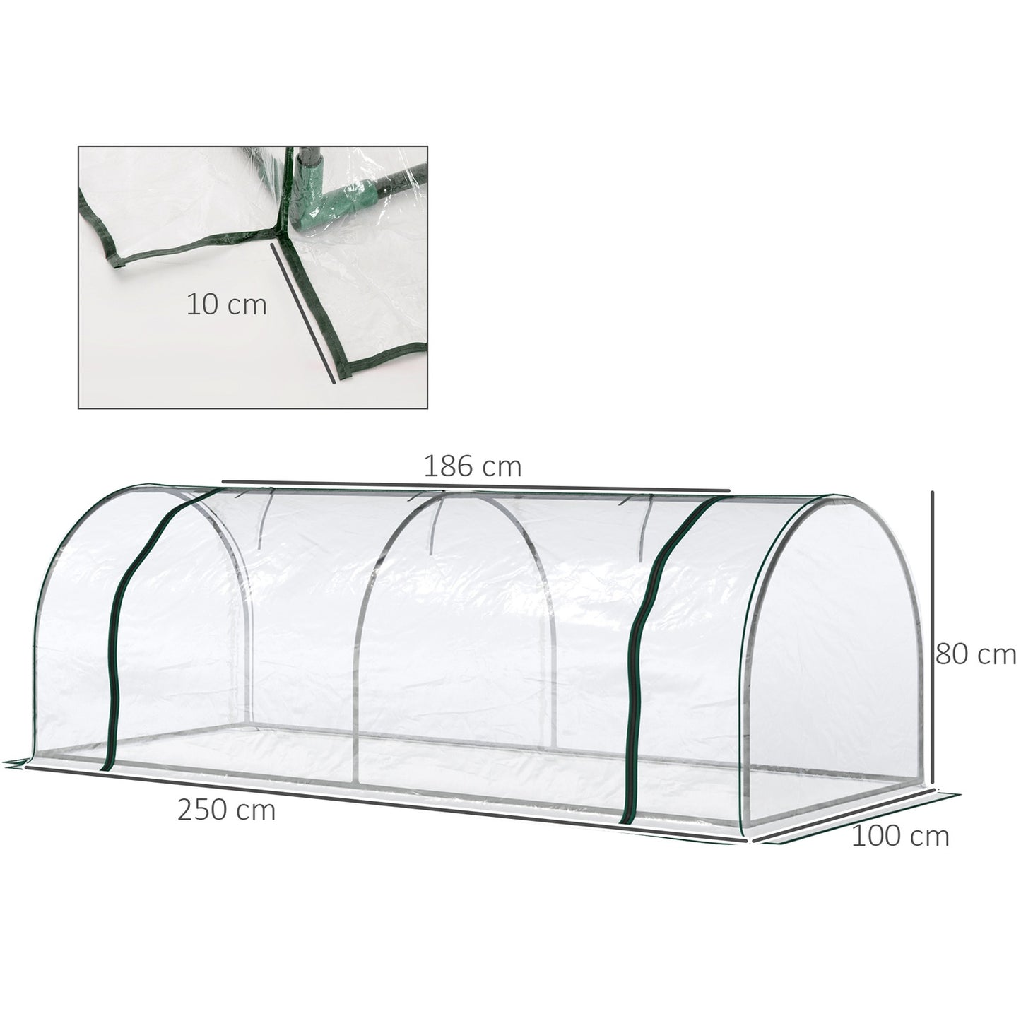 Greenhouse in steel PVC with door - 250x100x80cm cold frame
