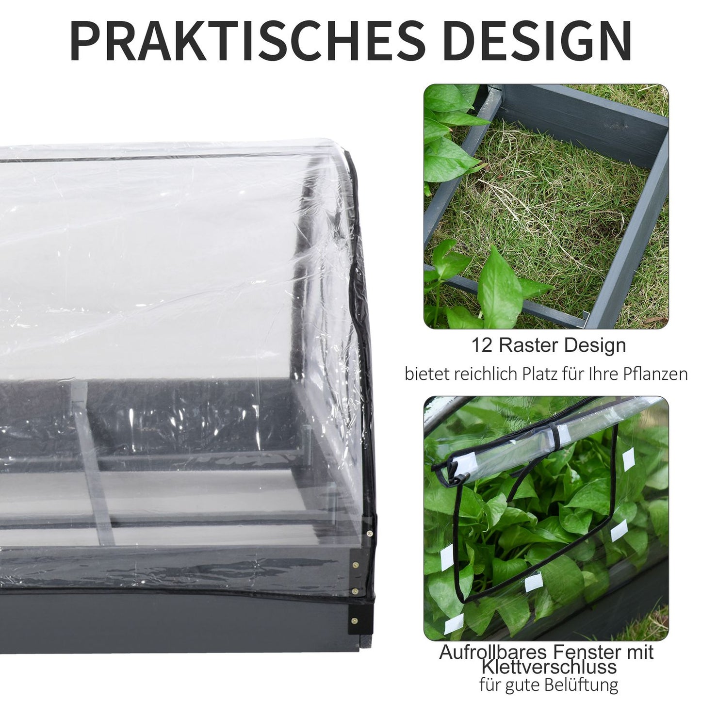 Transparent greenhouse, PVC and steel, 12 grids, 120x79x53cm
