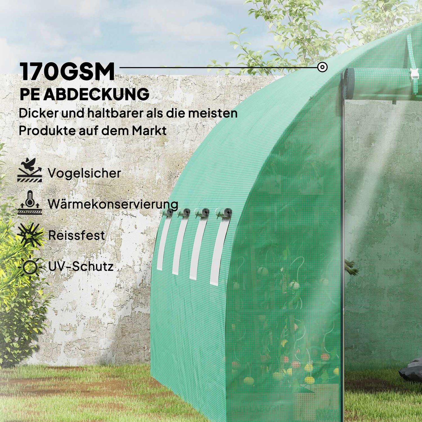 Large film greenhouse, 4x3x2m, window & UV protection