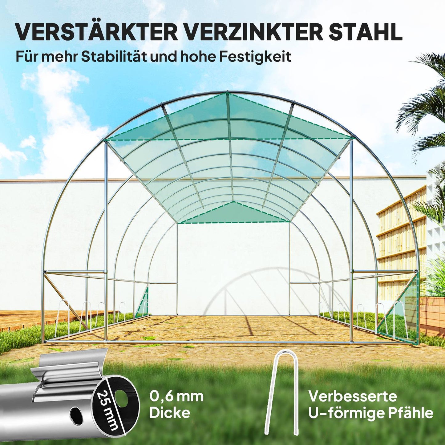 Large film greenhouse, 4x3x2m, window & UV protection