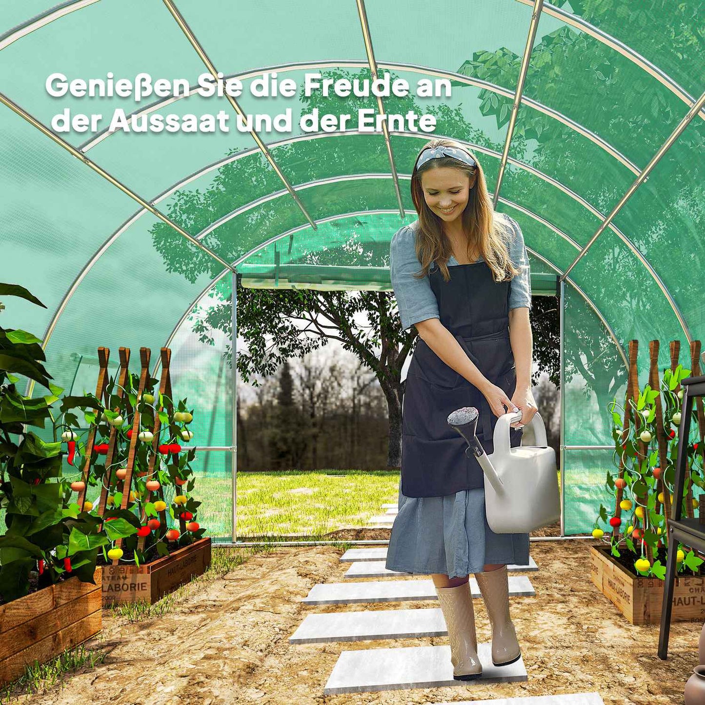 UV-resistant film greenhouse, 6x3x2m, Roll-Up Sides