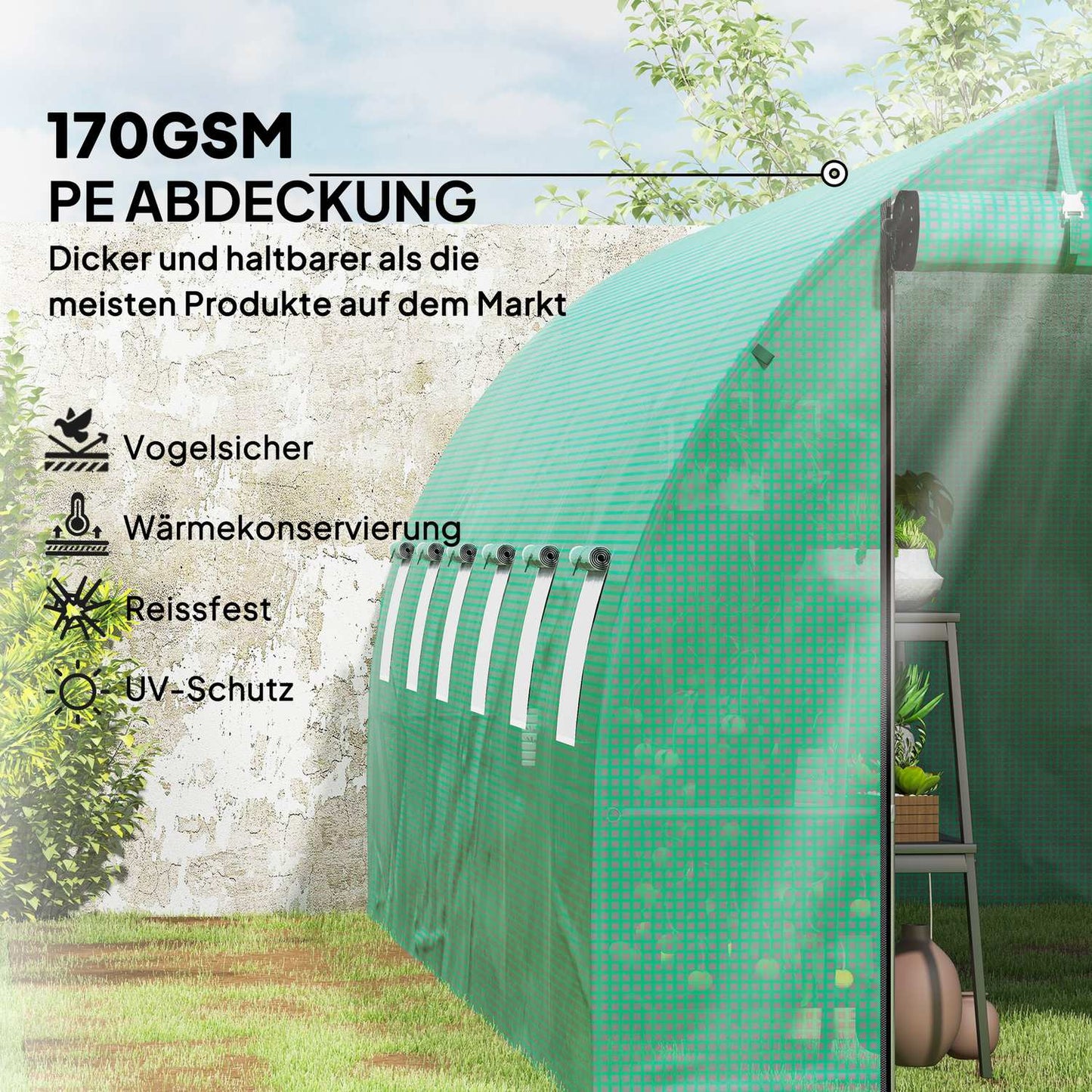 UV-resistant film greenhouse, 6x3x2m, Roll-Up Sides