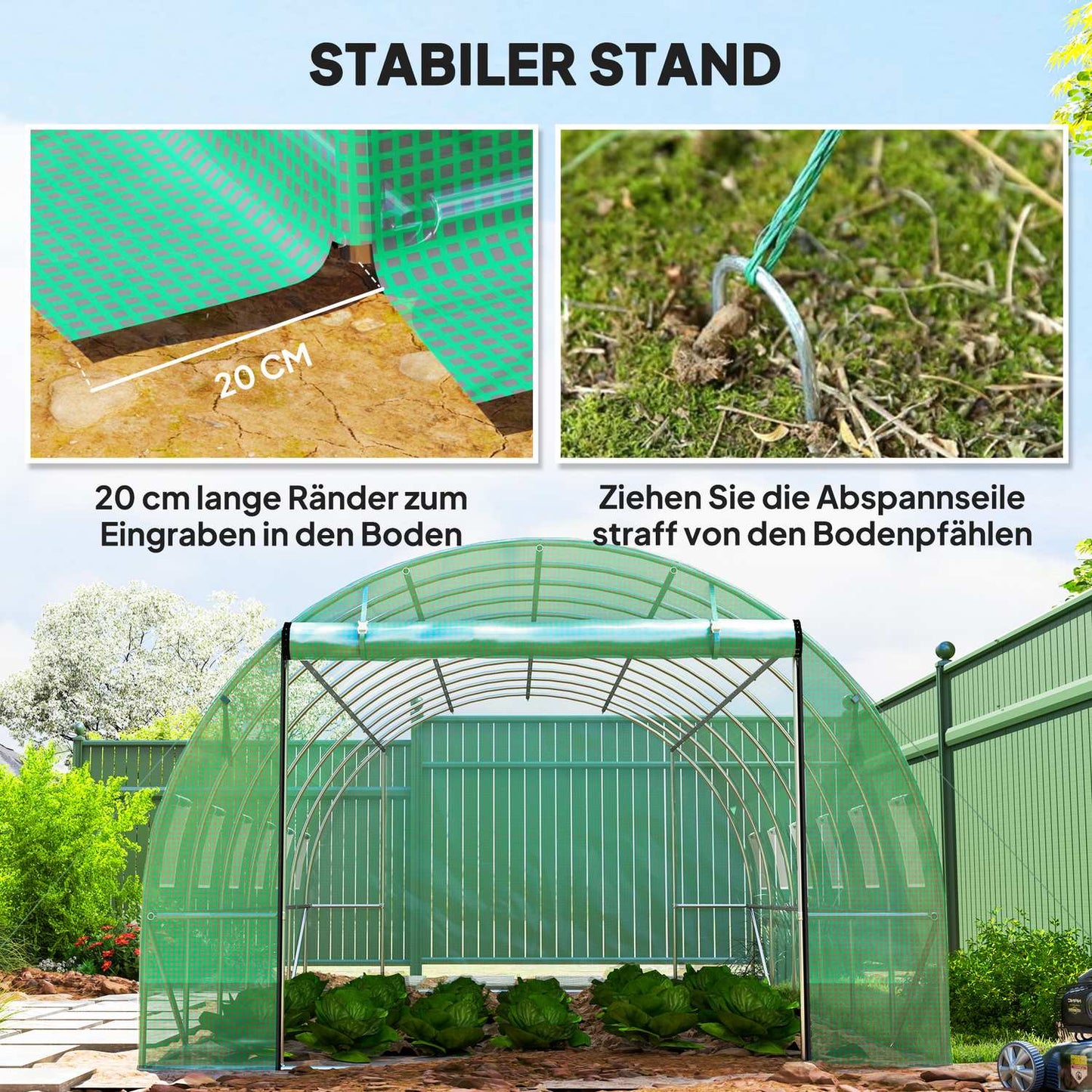 UV-resistant film greenhouse, 6x3x2m, Roll-Up Sides